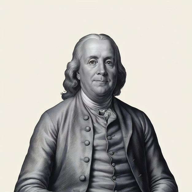 Foto el retrato de benjamin franklin aislado sobre un fondo blanco