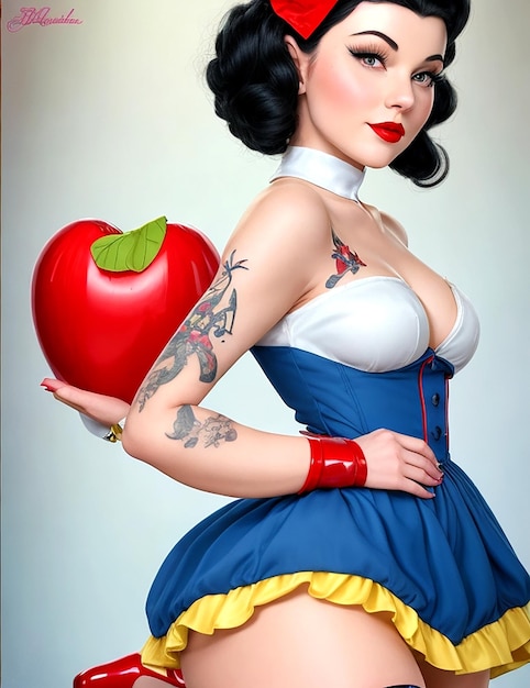 Retrato de Blancanieves con vestido azul