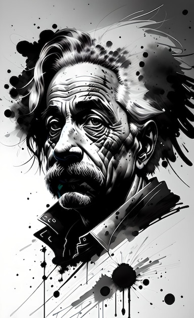 Un retrato en blanco y negro del famoso einstein.