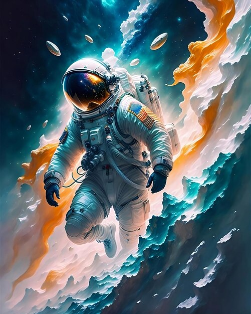 Foto retrato bonito de astronauta