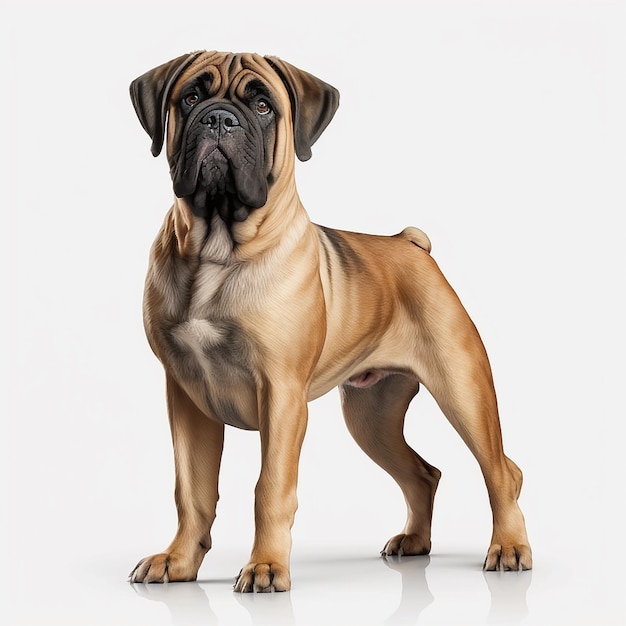 Retrato de bullmastiff de raza de perro gigante aislado en blanco primer plano encantador hogar mascota