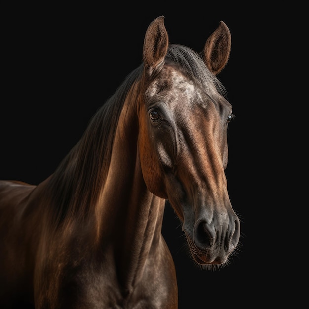 Foto retrato de un caballo aislado en el fondo