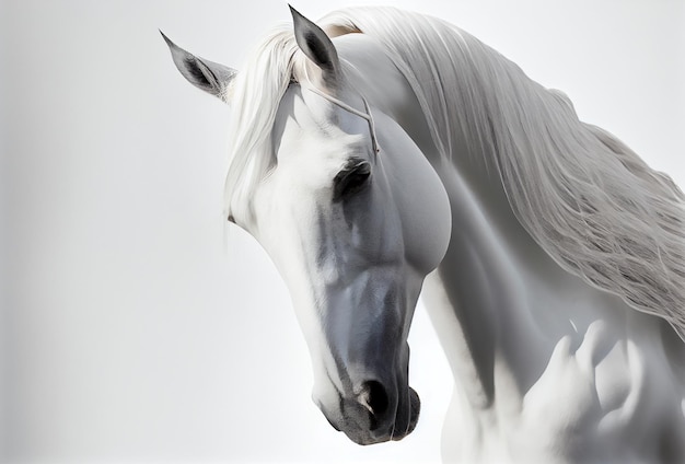 Retrato de caballo blanco IA generativa