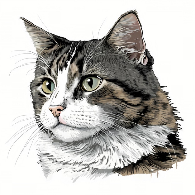 Retrato de cabeza de gato hermoso prediseñada