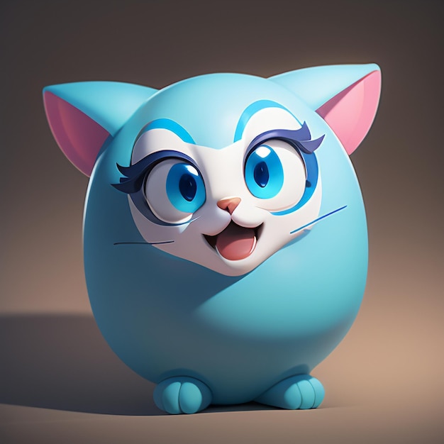El retrato de la cabeza de un gato lindo animación de dibujos animados 3D ilustración de papel tapiz imagen de gato lindo