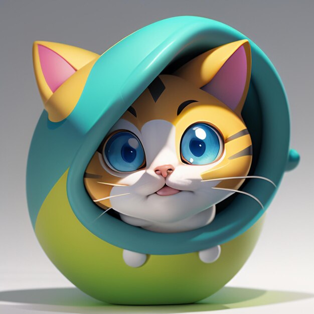 El retrato de la cabeza de un gato lindo animación de dibujos animados 3D ilustración de papel tapiz imagen de gato lindo