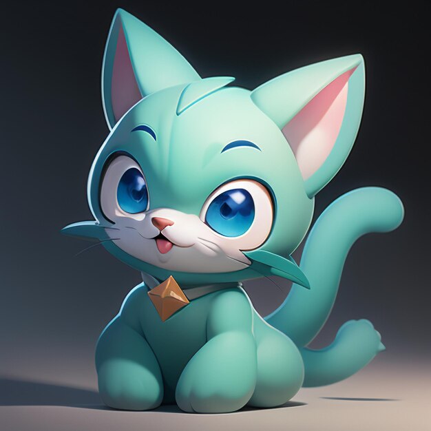 El retrato de la cabeza de un gato lindo animación de dibujos animados 3D ilustración de papel tapiz imagen de gato lindo