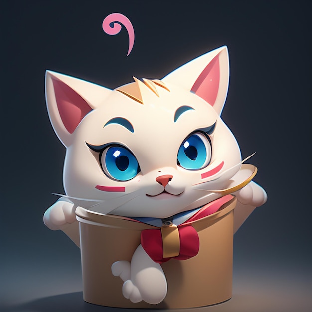 El retrato de la cabeza de un gato lindo animación de dibujos animados 3D ilustración de papel tapiz imagen de gato lindo