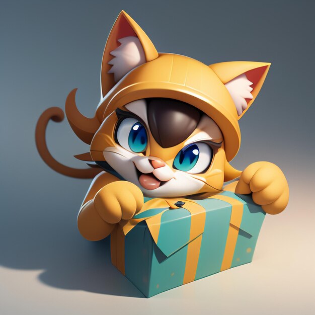 El retrato de la cabeza de un gato lindo animación de dibujos animados 3D ilustración de papel tapiz imagen de gato lindo