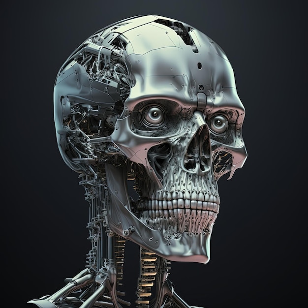 Retrato de cabeza de inteligencia artificial con partes intrincadas cyborg robótico diseño futurista Ai generativo