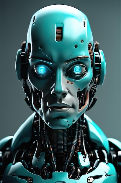 Retrato de cabeza de robot Cyborg de ciencia ficción futurista