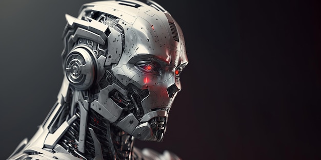 Retrato de cabeza de robot cyborg