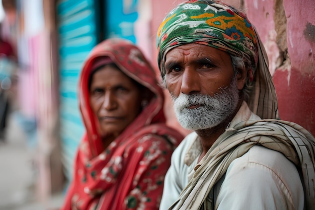 Foto el retrato callejero de candid captura a personas no identificadas en la india