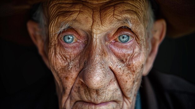Retrato callejero sincero de una persona mayor