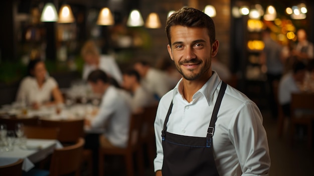 Retrato de un camarero en un restaurante