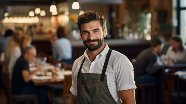 Retrato de un camarero en un restaurante