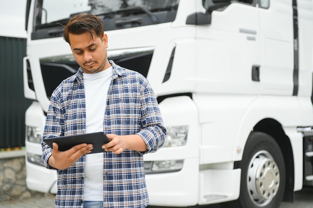 Foto retrato de un camionero indio