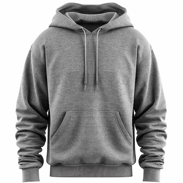 Retrato de la camiseta con capucha gris con mangas largas