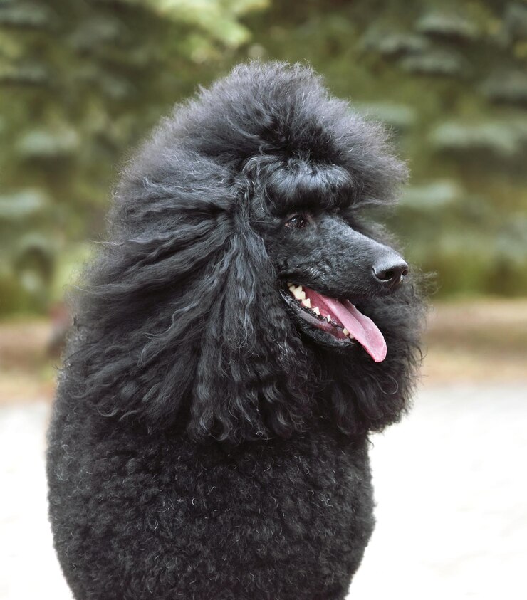 Foto retrato de caniche negro