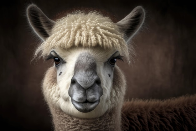 Retrato de cara de animal de llama de alpaca