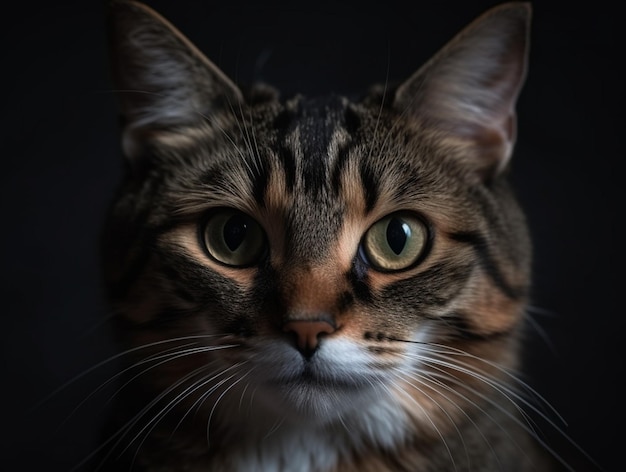 Retrato de cara de gatito de gato aislado en el fondo Ilustración de foto generada digitalmente realista