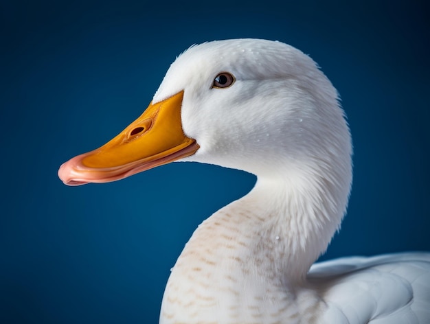 Retrato de cara de pato aislado en el fondo Ilustración de foto generada digitalmente realista