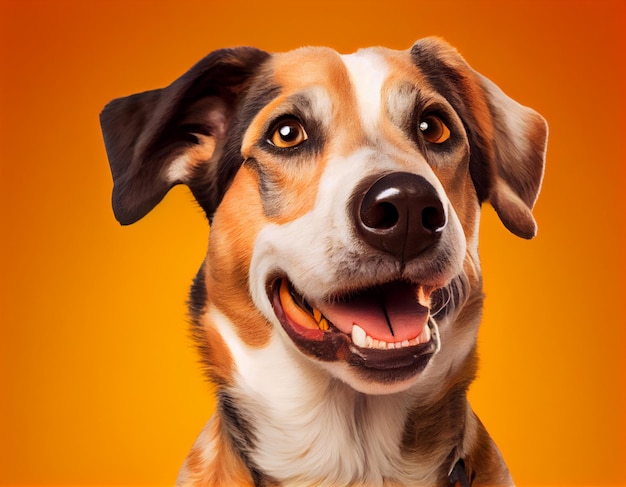 Retrato de cara de perro aislado en el fondo Ilustración de foto generada digitalmente realista