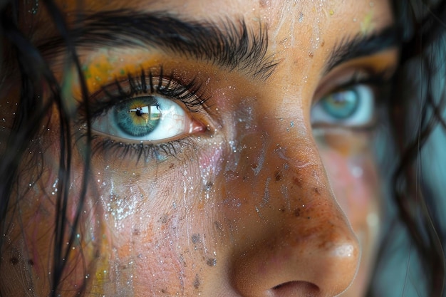 Un retrato cautivador imbuido de la profundidad de la emoción humana reflejada en los ojos