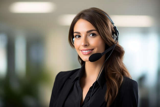 Un retrato cautivador de una mujer de negocios exitosa y dedicada que ofrece servicios profesionales a los clientes