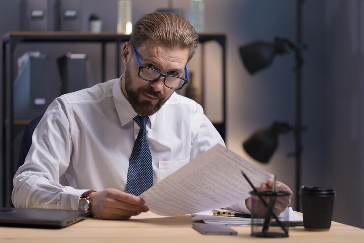 Retrato del CEO de la empresa madura en el trabajo