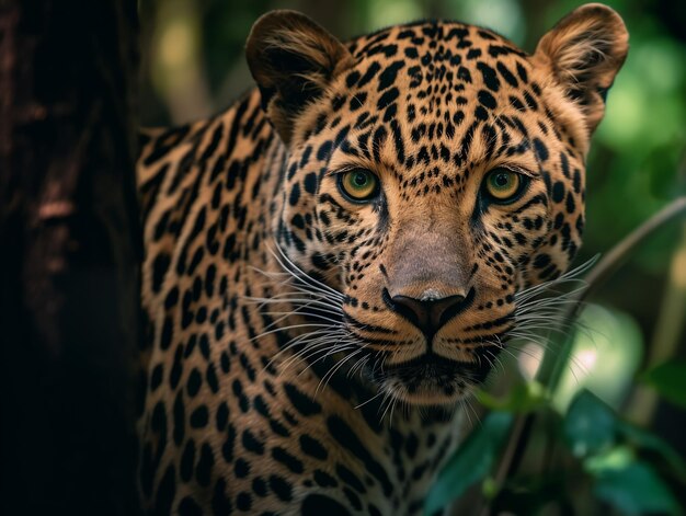 retrato de cerca del leopardo generativo ai