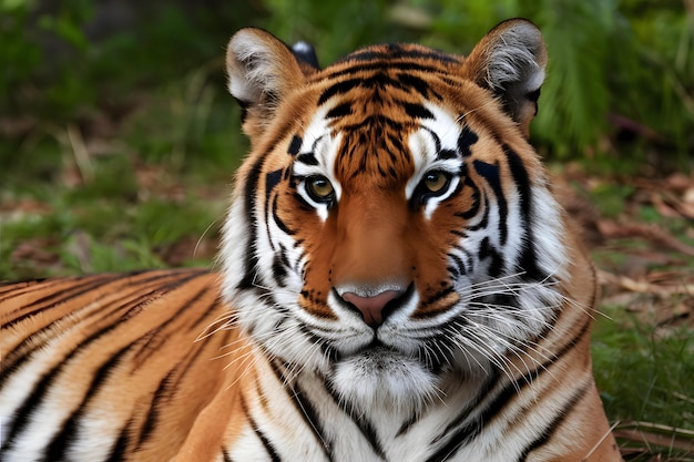 El retrato de cerca muestra la majestuosa presencia de los tigres de Bengala en la naturaleza