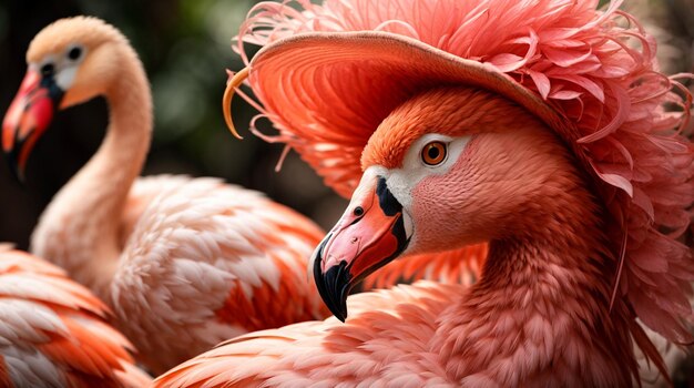 Retrato de cerca de los pájaros de belleza de flamenco rosado gracioso flamenco del Caribe gran pájaro se está relajando enjoyi