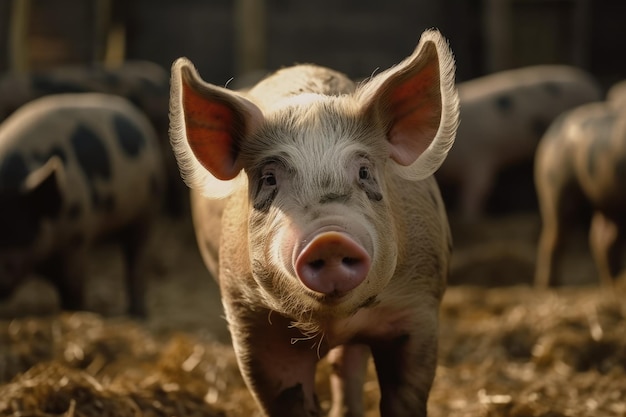 Un retrato de cerdo en el pueblo.