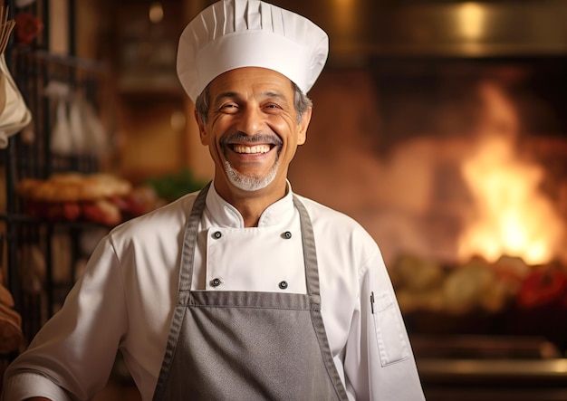 Retrato de un chef feliz, sonriente y confiado