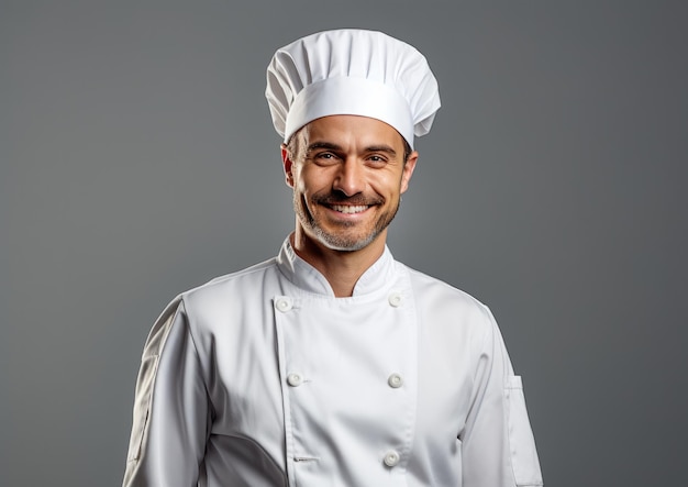 Retrato de un chef feliz, sonriente y confiado