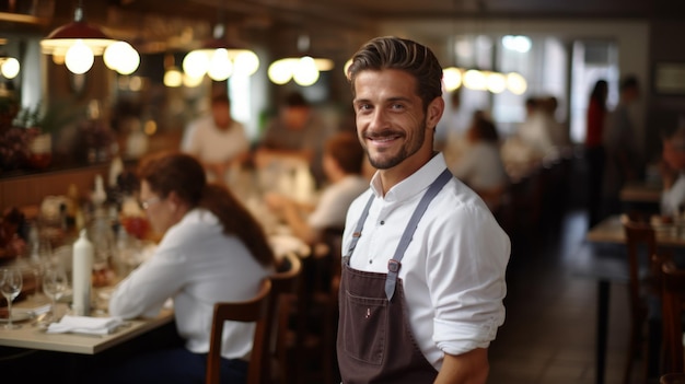 Foto retrato de un chef en un restaurante