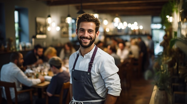 Retrato de un chef en un restaurante