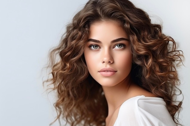 Foto retrato de una chica de cabello marrón