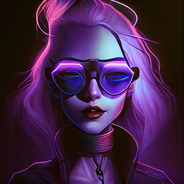 Retrato de una chica ciberpunk de ciencia ficción Mujer futurista de alta tecnología del futuro