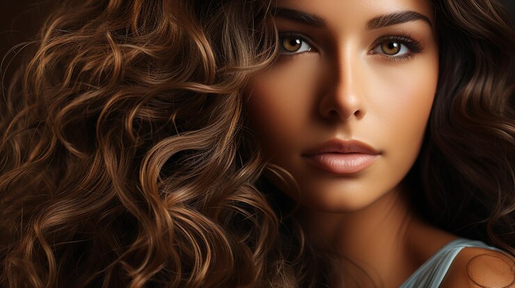 retrato de una chica hermosa con cabello rojo y maquillaje brillante
