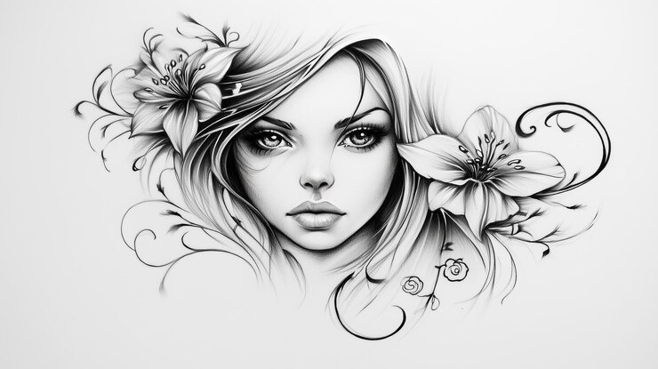 retrato de una chica ilustración de moda de un rostro femenino