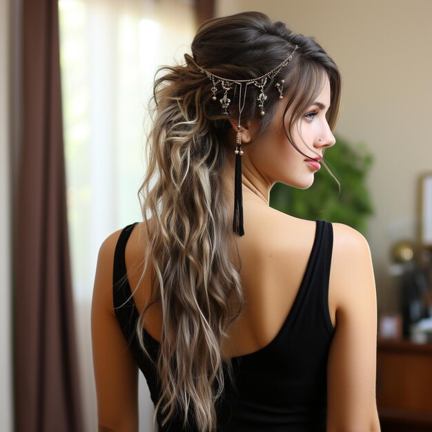 Foto retrato de una chica linda con estilos de cabello