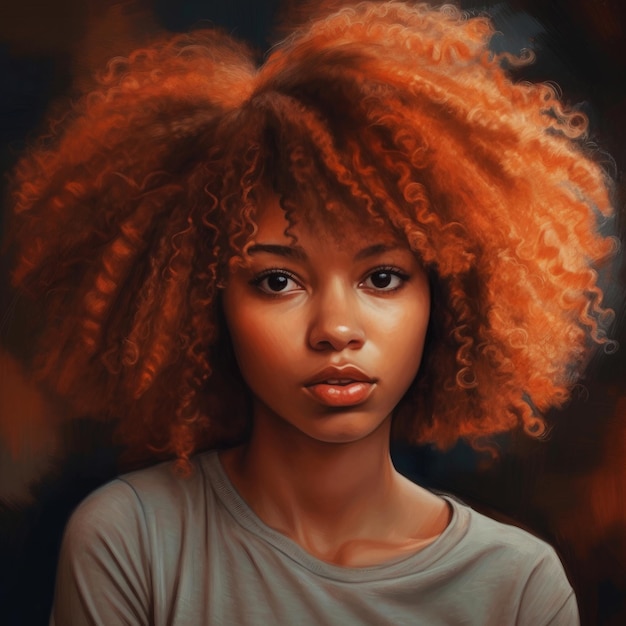 Un retrato de una chica con el pelo rojo.