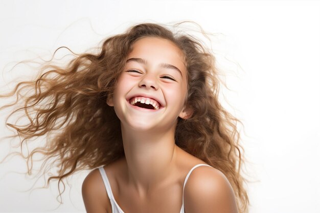 Retrato de una chica rizada sonriente