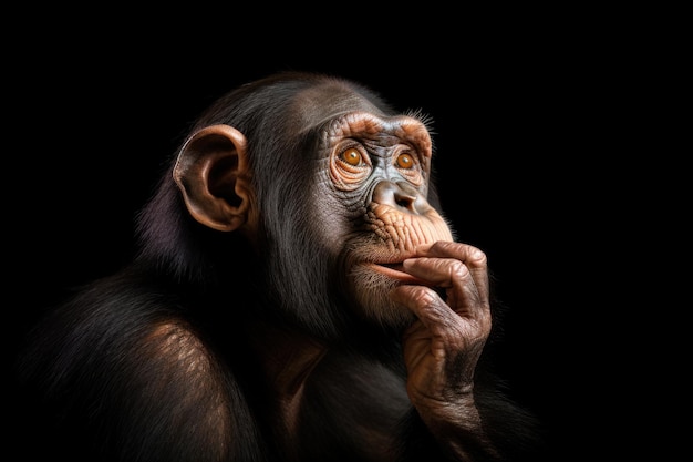 Un retrato de chimpancé de cerca Pan troglodytes