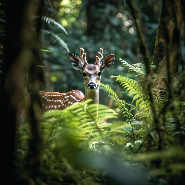 retrato de un ciervo en el bosque