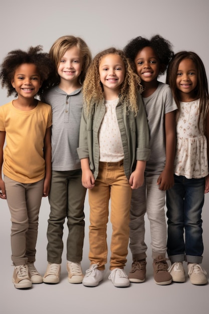 Foto retrato de cinco niños felices