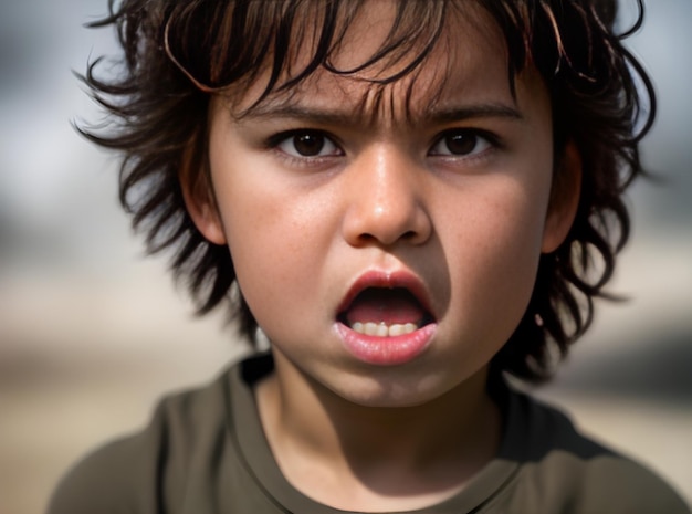 Retrato cinematográfico detalhado de uma criança enfurecida em K Generative AI Generated