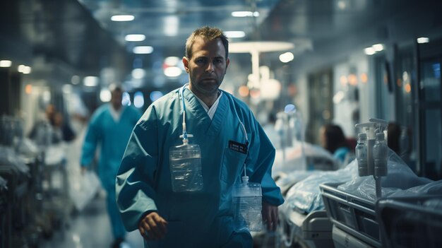 retrato de un cirujano en la habitación del hospital